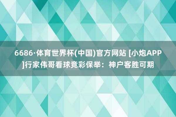 6686·体育世界杯(中国)官方网站 [小炮APP]行家伟哥看球竞彩保举：神户客胜可期