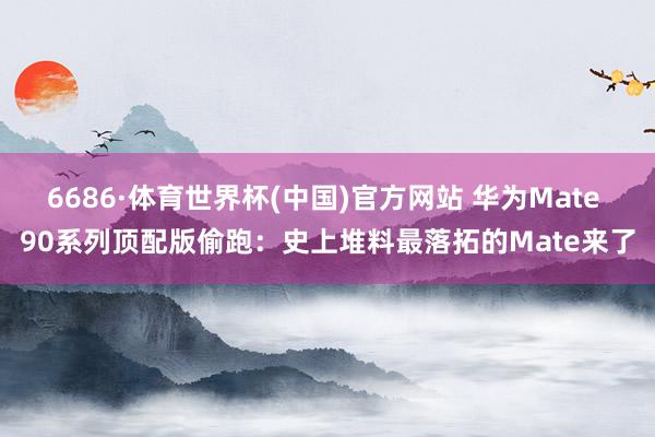 6686·体育世界杯(中国)官方网站 华为Mate 90系列顶配版偷跑:史上堆料最落拓的Mate来了