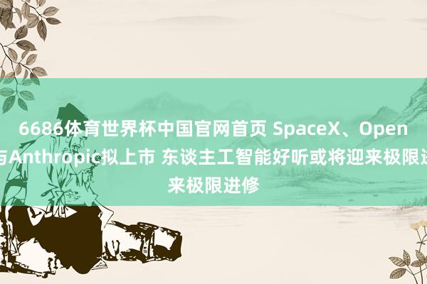 6686体育世界杯中国官网首页 SpaceX、OpenAI与Anthropic拟上市 东谈主工智能好听或将迎来极限进修