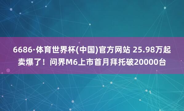 6686·体育世界杯(中国)官方网站 25.98万起卖爆了!问界M6上市首月拜托破20000台