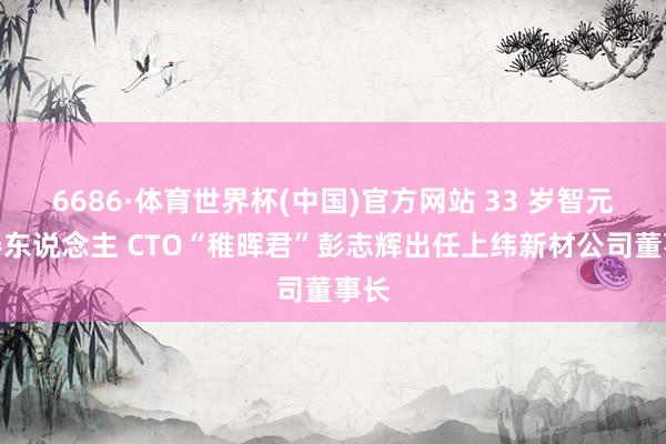 6686·体育世界杯(中国)官方网站 33 岁智元机器东说念主 CTO“稚晖君”彭志辉出任上纬新材公司董事长