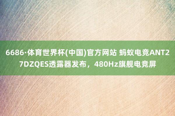 6686·体育世界杯(中国)官方网站 蚂蚁电竞ANT27DZQES透露器发布,480Hz旗舰电竞屏