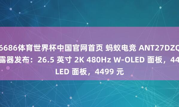 6686体育世界杯中国官网首页 蚂蚁电竞 ANT27DZQES 暴露器发布:26.5 英寸 2K 480Hz W-OLED 面板,4499 元