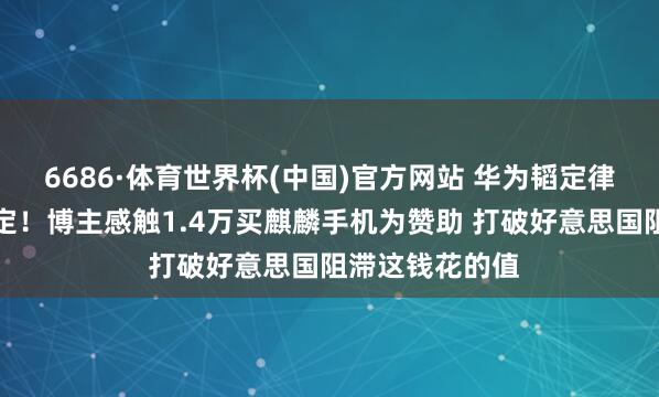 6686·体育世界杯(中国)官方网站 华为韬定律改写半导体划定!博主感触1.4万买麒麟手机为赞助 打破好意思国阻滞这钱花的值