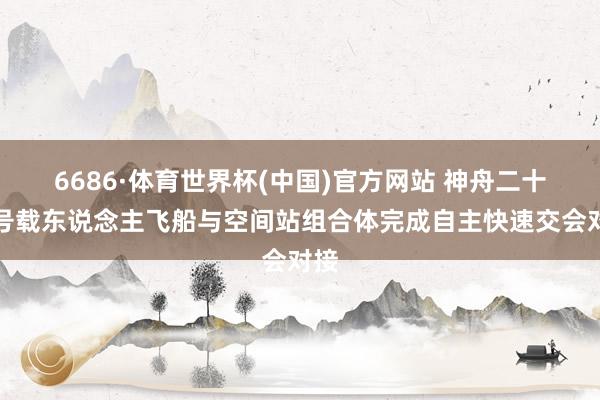 6686·体育世界杯(中国)官方网站 神舟二十三号载东说念主飞船与空间站组合体完成自主快速交会对接