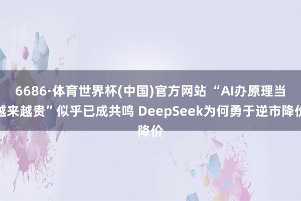 6686·体育世界杯(中国)官方网站 “AI办原理当越来越贵”似乎已成共鸣 DeepSeek为何勇于逆市降价
