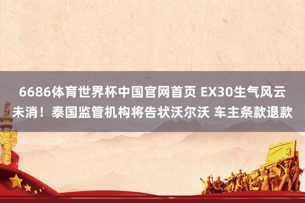 6686体育世界杯中国官网首页 EX30生气风云未消!泰国监管机构将告状沃尔沃 车主条款退款