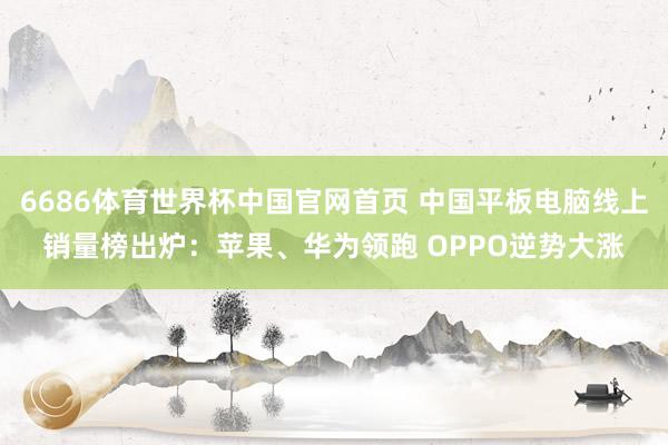 6686体育世界杯中国官网首页 中国平板电脑线上销量榜出炉:苹果、华为领跑 OPPO逆势大涨