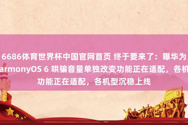 6686体育世界杯中国官网首页 终于要来了:曝华为手机鸿蒙 HarmonyOS 6 哄骗音量单独改变功能正在适配,各机型沉稳上线