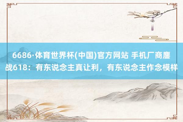 6686·体育世界杯(中国)官方网站 手机厂商鏖战618:有东说念主真让利,有东说念主作念模样