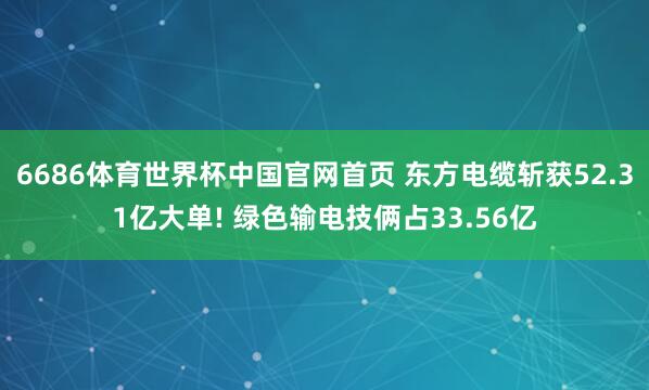 6686体育世界杯中国官网首页 东方电缆斩获52.31亿大单! 绿色输电技俩占33.56亿