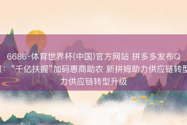 6686·体育世界杯(中国)官方网站 拼多多发布Q1财报：“千亿扶握”加码惠商助农 新拼姆助力供应链转型升级