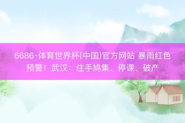 6686·体育世界杯(中国)官方网站 暴雨红色预警!武汉:住手鸠集、停课、破产