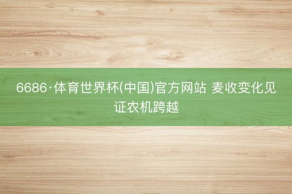 6686·体育世界杯(中国)官方网站 麦收变化见证农机跨越