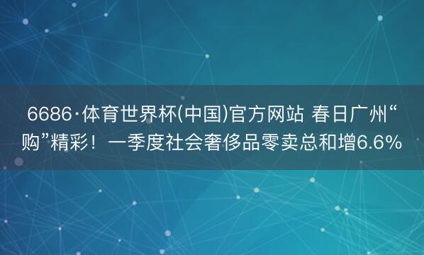 6686·体育世界杯(中国)官方网站 春日广州“购”精彩!一季度社会奢侈品零卖总和增6.6%